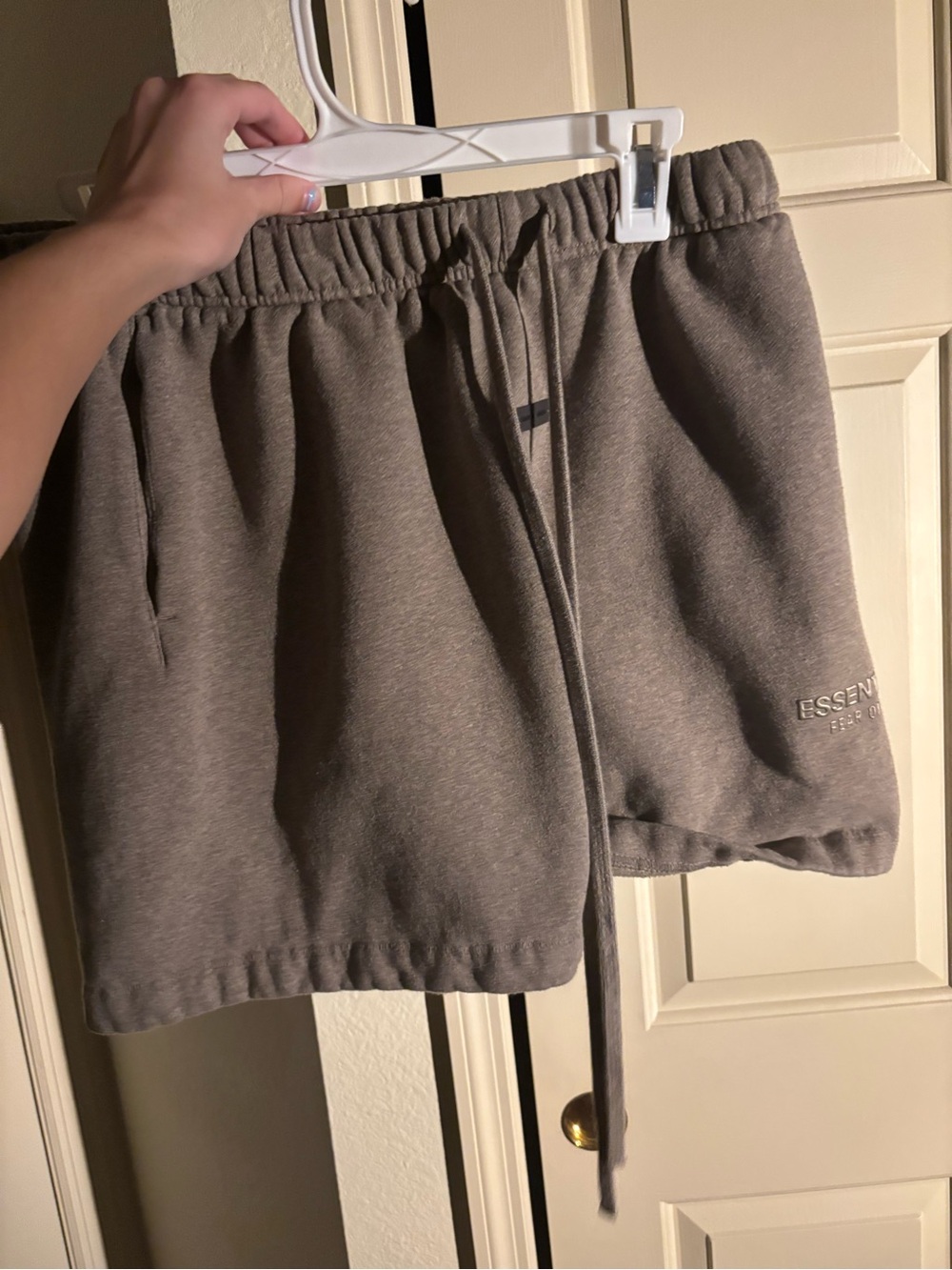 Essentials Taupe Brown Fleece Drawstring Shorts
